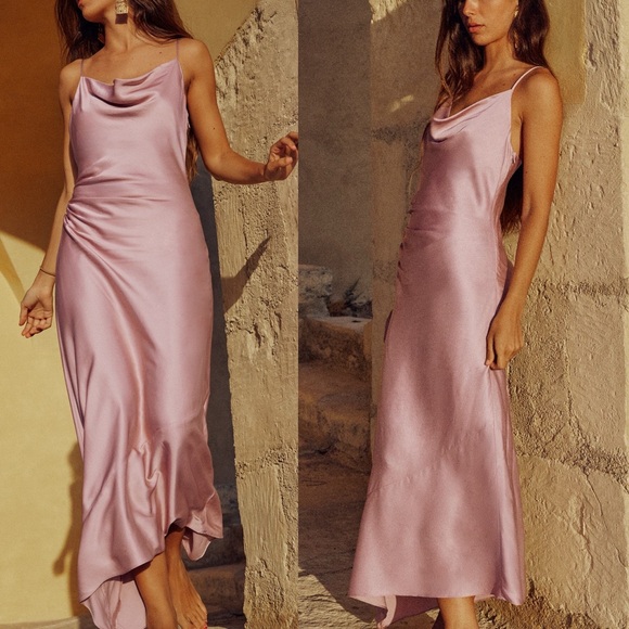 Zara Dresses & Skirts - Zara NWT satin pink ruched midi slip dress